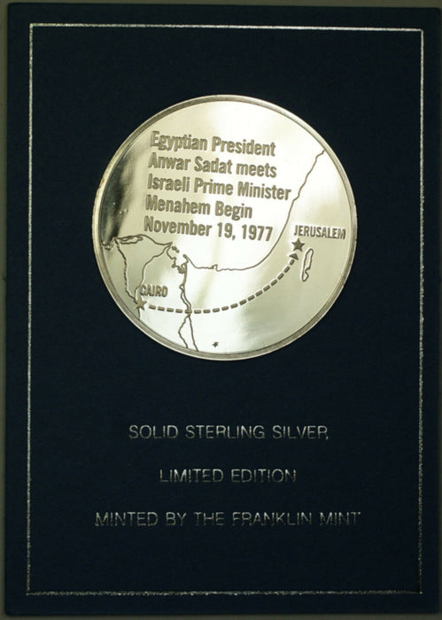 The Sadat Visit to Israel Eyewitness Medal with Display Case Franklin Mint