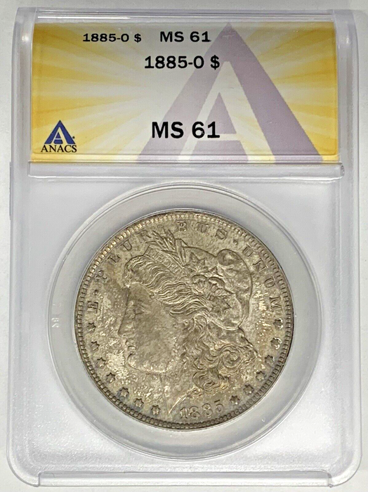 1885-O Morgan Silver Dollar Coin Toned ANACS MS 61 Looks Better