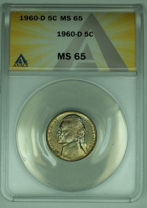 1960-D Jefferson Nickel Toned 5C ANACS MS 65 (52)