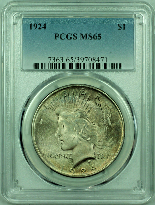 1924 Peace Silver Dollar $1 Coin PCGS MS-65 Toned (29) D