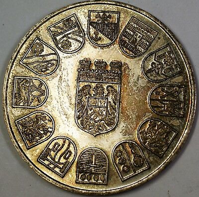 1974 Gem Proof Saarbrucker Stadt German Taler Silver Medal Nicely Toned
