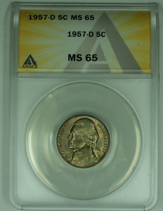 1957-D Jefferson Nickel Toned 5C ANACS MS 65 (52)
