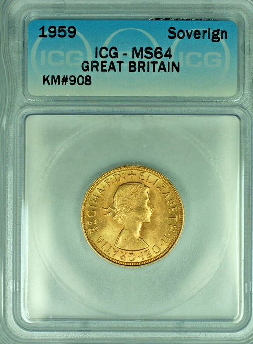 1959 Great Britain Sovereign Gold Coin ICG MS 64