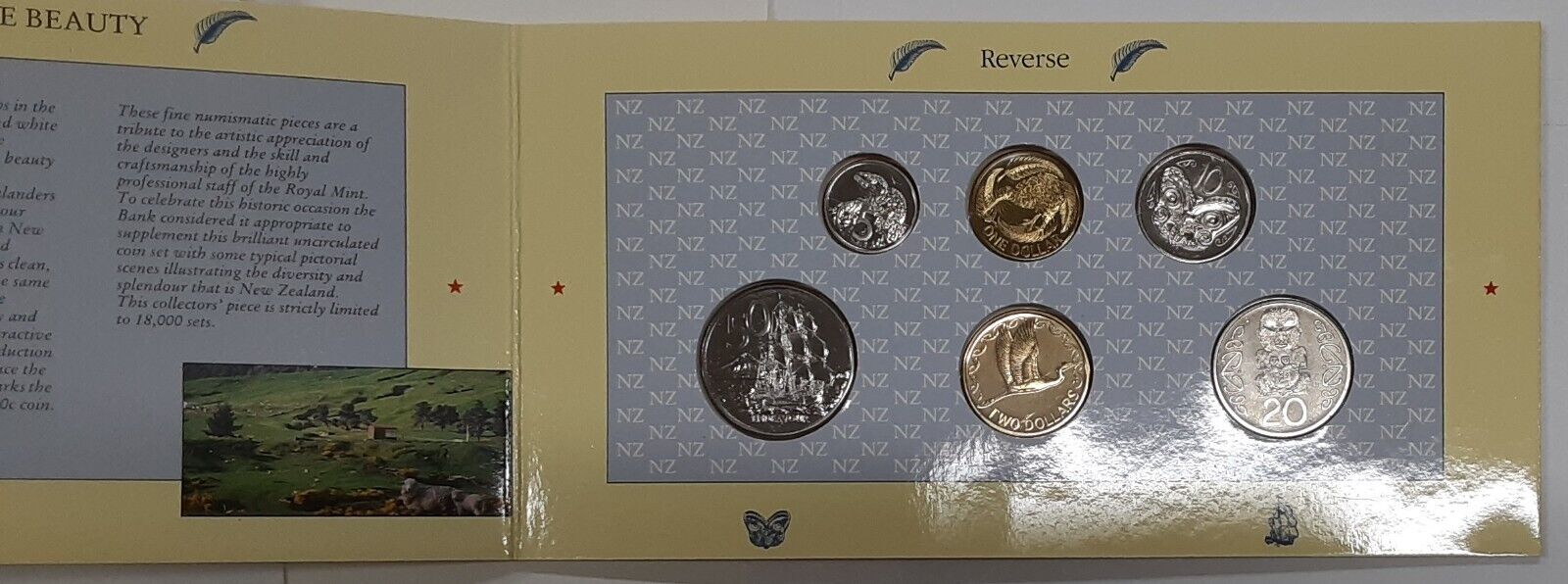 1990 Reserve Bank of New Zealand 6 Coin Set BU in OGP