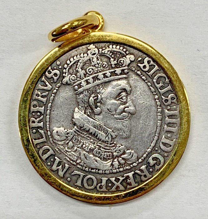 1621 Lithuanian Medieval Coin/18KT Gold Pendant (10.96g)