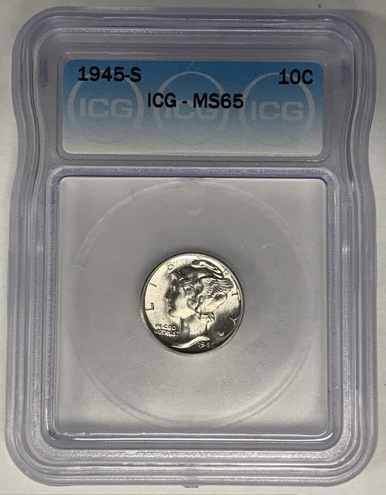 1945-S Mercury Dime 10c Coin ICG MS 65 (13) E