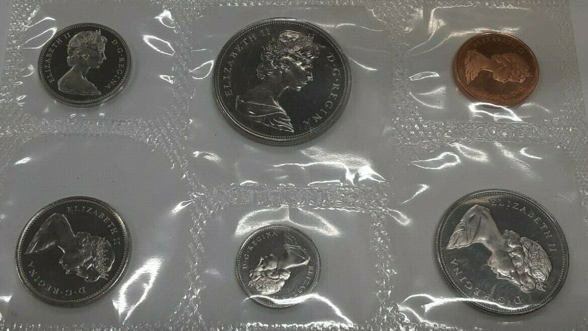 1969 Canada Mint Set- Proof Like- BU 6 Coin Set- in RCM Pilofilm