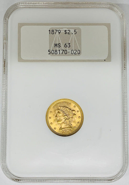 1879 $2.5 Liberty Head Quarter Eagle Gold Coin NGC Fatty MS 63