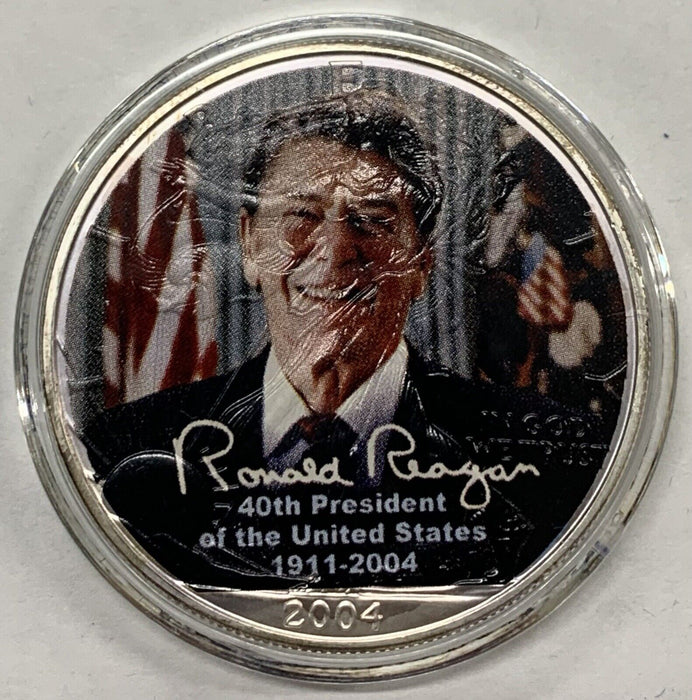 2004 American Silver $1 Eagle Colorized Ronald Reagen W/Box