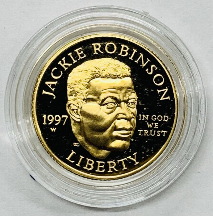 1997-W $5 Jackie Robinson Proof Gold Commemorative Coin Box & COA