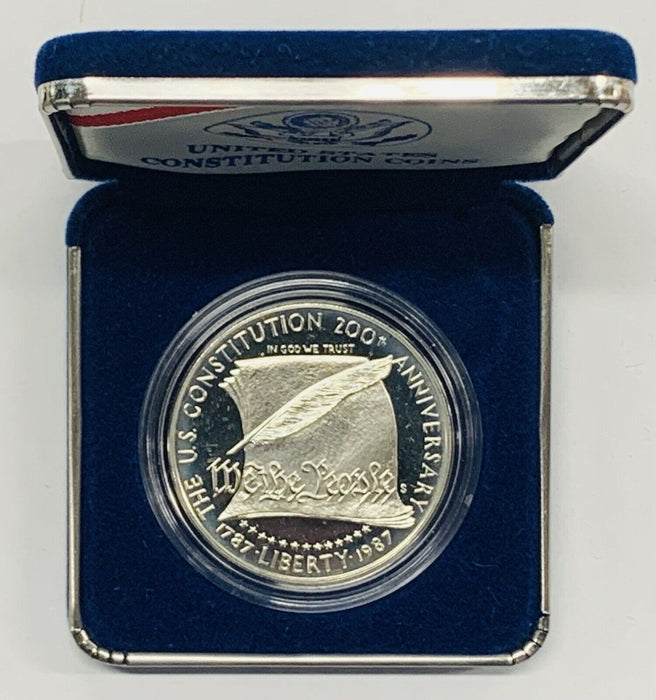 1987 Proof Constitution Commemorative Silver $1 Dollar & Velvet Box