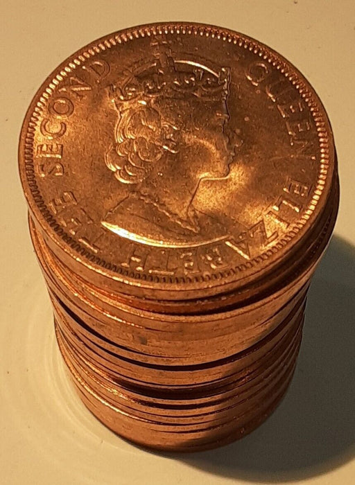 1971 Seychelles 5 Cent Bronze Coins of Queen Elizabeth II - Roll of 20 BU Coins