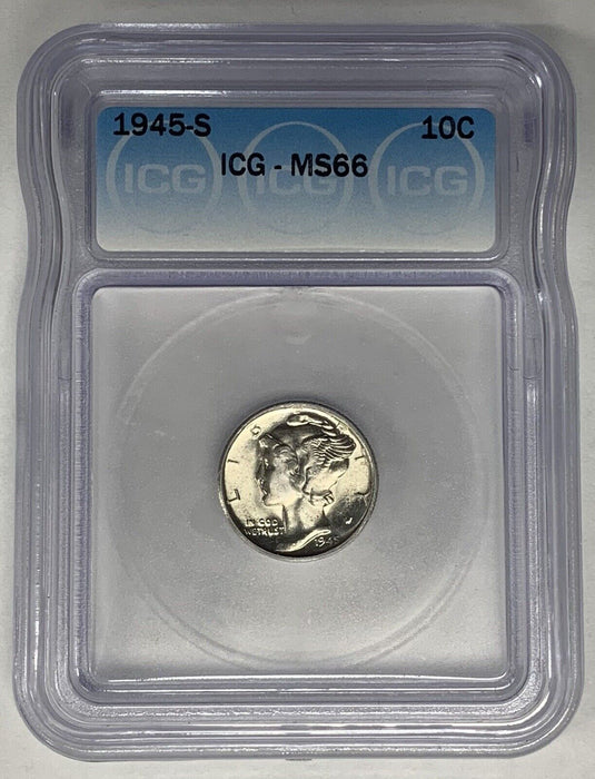 1945-S Mercury Dime 10c Coin ICG MS 66 (13) E