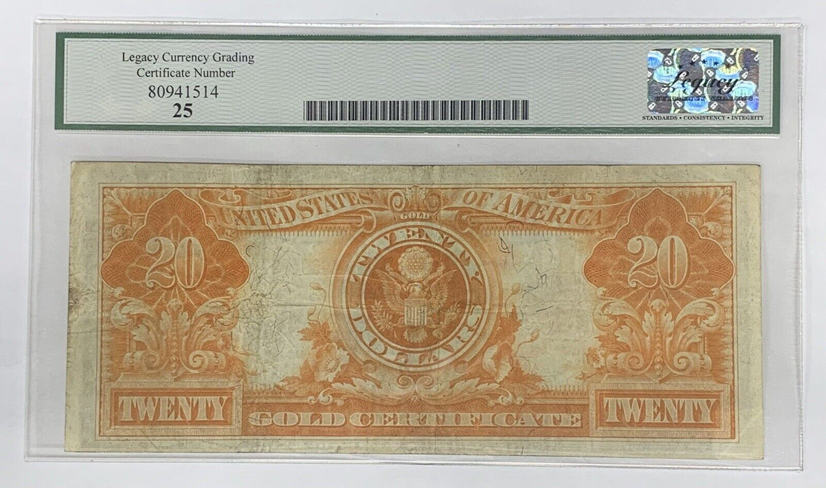 1922 $20 Gold Certificate Note FR 1187 Legacy VF 25