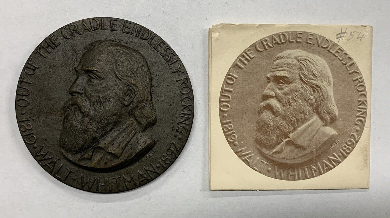 Society Of Medalists Walt Whitman Medal 54Th Issue 3”- 4 OZ