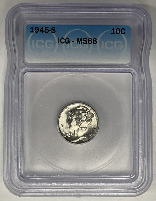 1945-S Mercury Dime 10c Coin ICG MS 66 (13) D