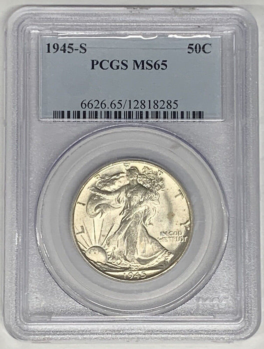 1945-S Walking Liberty Half Dollar 50c Coin PCGS MS 65 (3)
