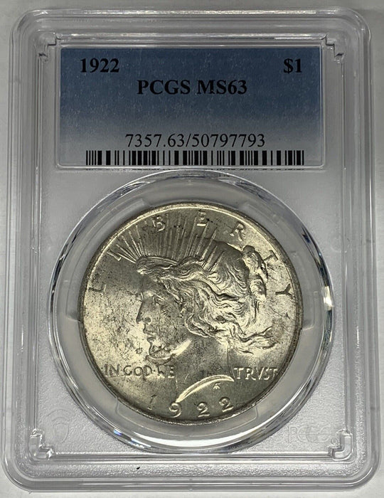 1922 Peace Silver Dollar Coin PCGS MS 63 (11) i