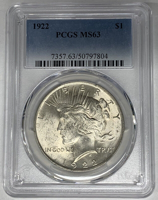 1922 Peace Silver Dollar Coin PCGS MS 63 (11) L