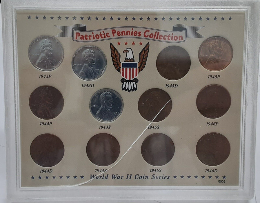 Patriotic Lincoln Wheat Cent Set - 12 Coins in Plastic Holder-Avg Circ