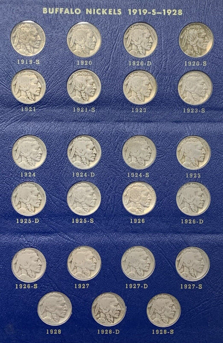 1913-1938 Buffalo Nickel Collection Complete Set-In Whitman Album (1937-D 3 Leg)