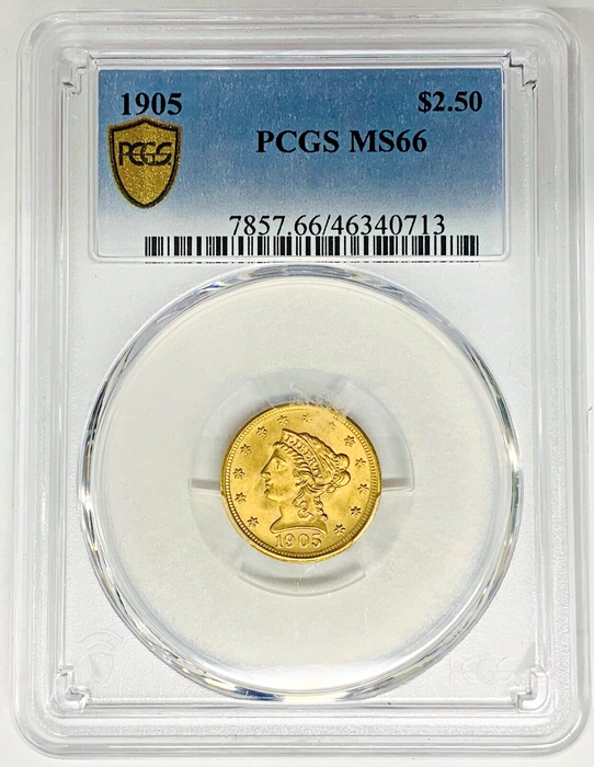 1905 $2.50 Liberty Head Quarter Eagle Gold Coin PCGS MS 66