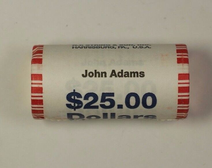 2007 John Adams Presidential Dollar Roll BU 25 $1 Coins *Mint Mark Unknown* OBW