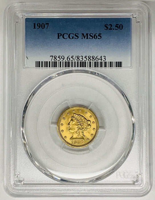 1907 $2.50 Liberty Head Quarter Eagle Gold Coin PCGS MS 65 (C)