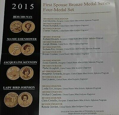 2015 First Spouse US Mint Bronze Medals 4 Piece Set in OGP W/COA