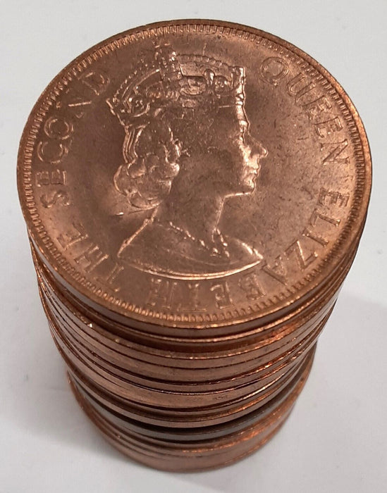 1969 Seychelles 5 Cent Bronze Coins of Queen Elizabeth II - Roll of 20 BU Coins