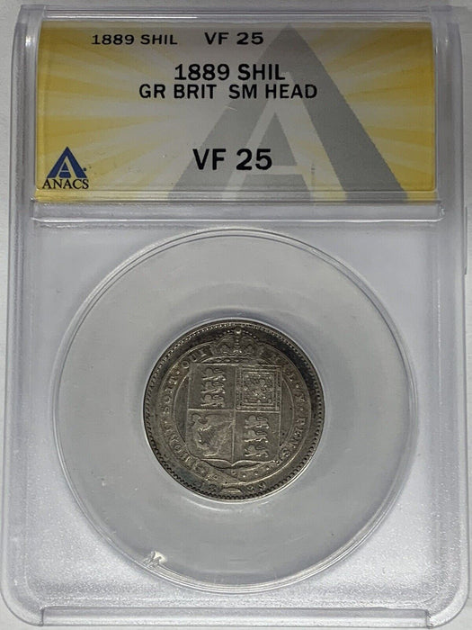 1889 Great Britain Small Head Shilling ANACS VF 25