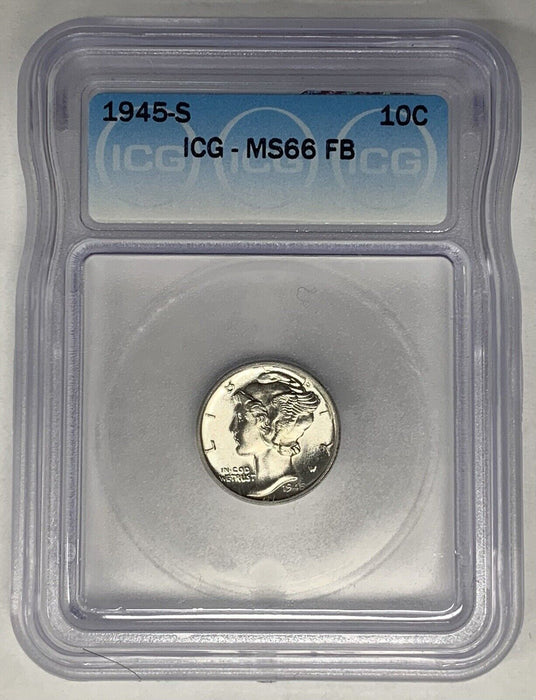 1945-S Mercury Dime 10c Coin ICG MS 66 FB (13)