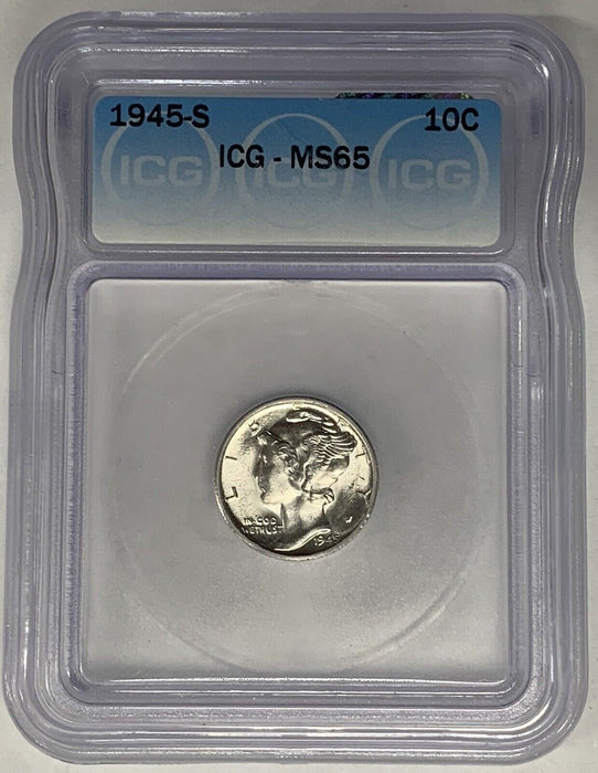 1945-S Mercury Dime 10c Coin ICG MS 65 (13) D