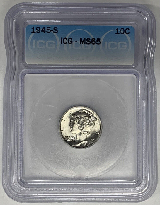 1945-S Mercury Dime 10c Coin ICG MS 65 (18) D