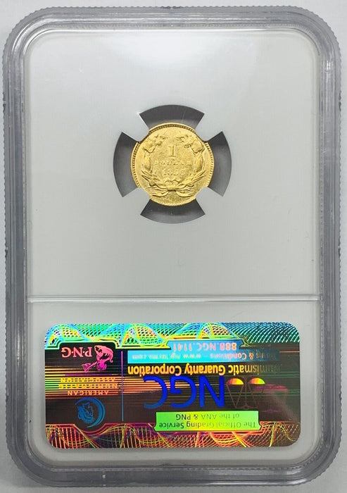 1856 Slanted 5 Princess Head Gold $1 Dollar NGC AU Details Bent