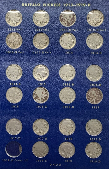 1913-1938 Buffalo Nickel Collection Complete Set-In Whitman Album (1937-D 3 Leg)