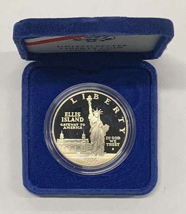 1986 Proof Statue of Liberty Silver $1 Dollar Coin Commemorative-Velvet Box Only