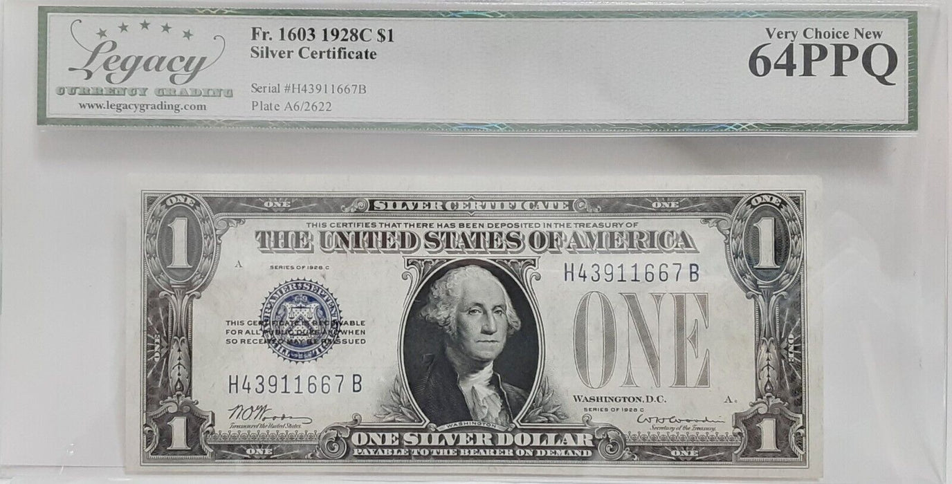 Series 1928-C $1 Silver Certificate Woods/Woodin Fr.#1603 Legacy VC New 64PPQ