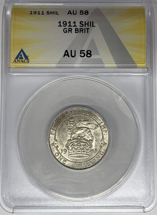 1911 Great Britain Shilling ANACS AU 58