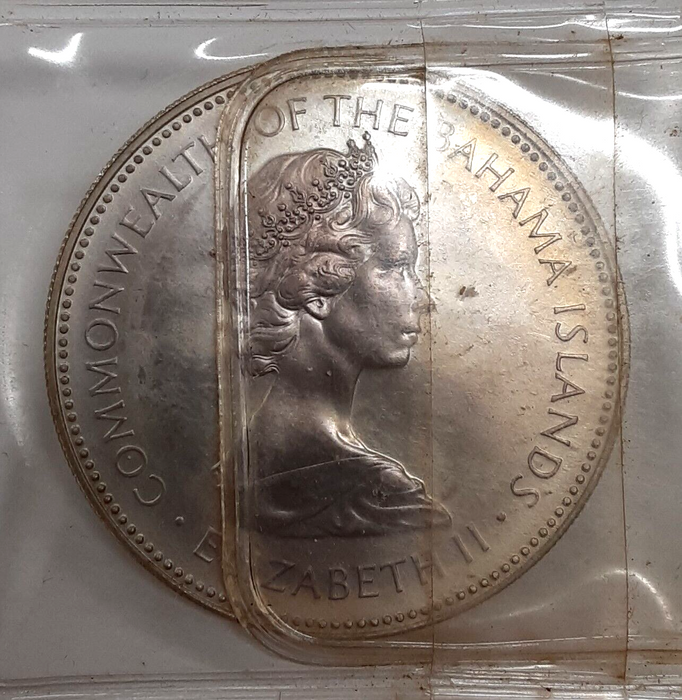 1971 Bahamas $2 Sterling Silver Coin - Flamingos  BU