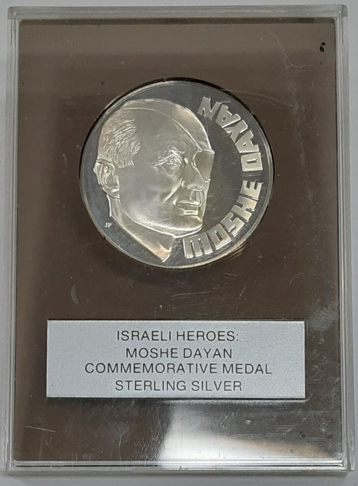 Franklin Mint Moshe Dayan Sterling Silver Medal  P-L in Holder