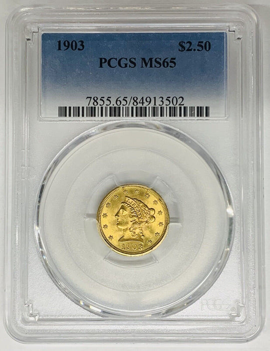 1903 $2.50 Liberty Head Quarter Eagle Gold Coin PCGS MS 65 (B)
