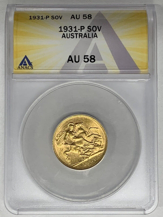 1931-P Australia Gold Sovereign Coin ANACS AU 58