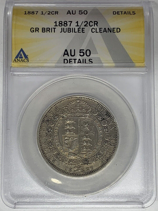 1887 Great Britain Half Crown ANACS AU 50 Details Cleaned