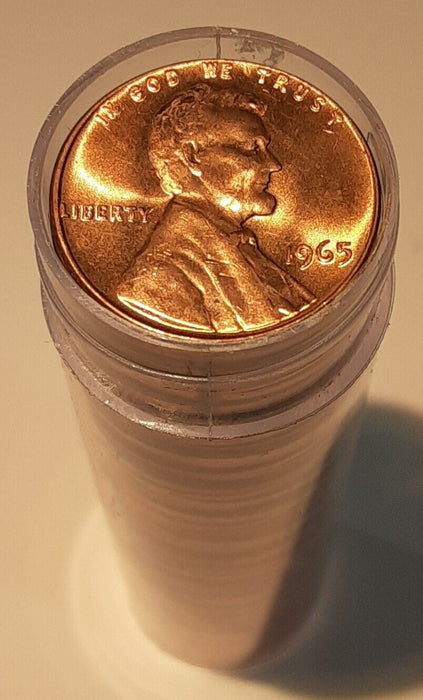 1965 United States Roll Of BU Lincoln Cents - 50 Coins Total in Tubes