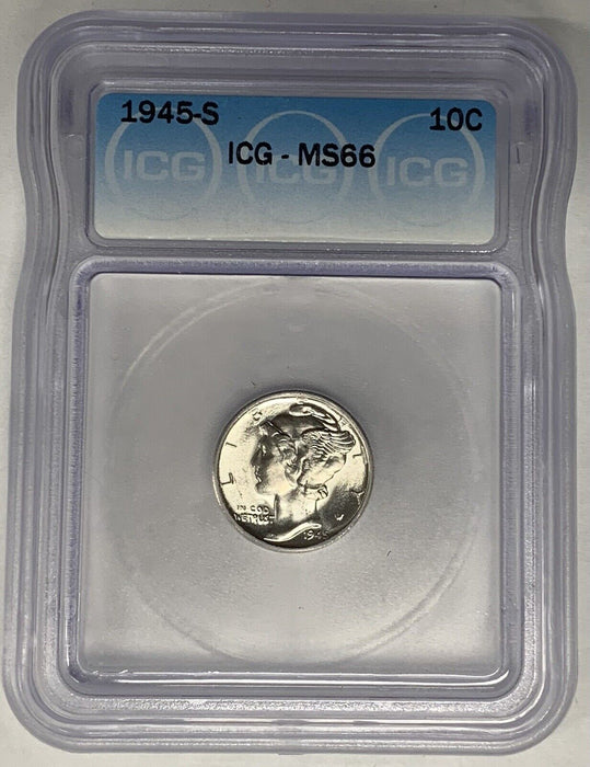 1945-S Mercury Dime 10c Coin ICG MS 66 (13) B