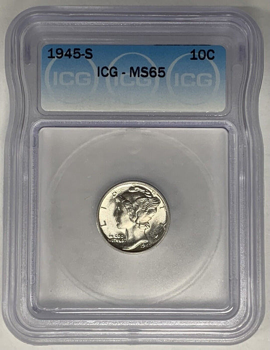 1945-S Mercury Dime 10c Coin ICG MS 65 (13) C