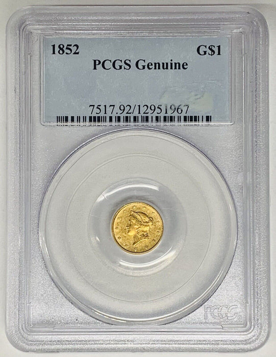 1852 Liberty Head Gold $1 Dollar PCGS Genuine