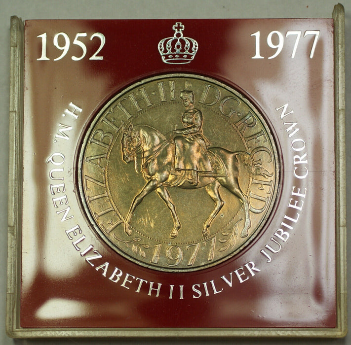 1977 Queen Elizabeth II Silver Jubilee Crown with Decorative Red Plastic Case