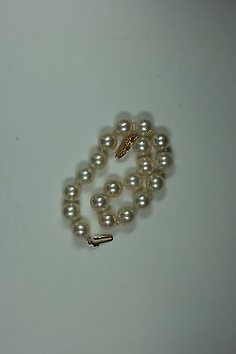 Ladies Cultured 7.5mm Pearl Bracelet 6.5 w/ 14K Gold Fish Hook Clasp
